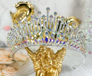 Corona Fascia Strass Festa Donna Corona 75° Compleanno - Tiara Con Strass E Fascia Dorata Set 75° Compleanno Oro Rosa
