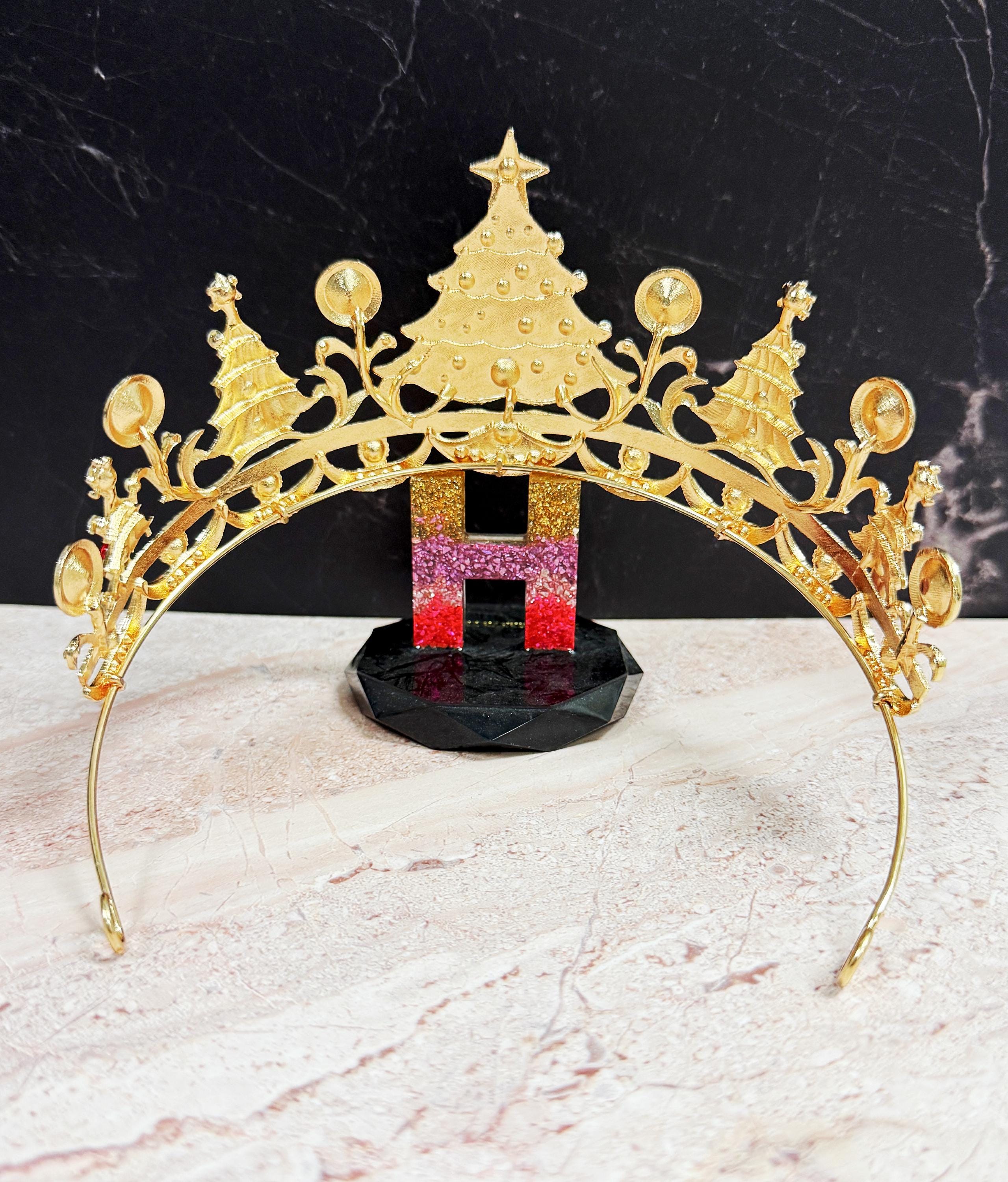 The Crystal Tree Tiara Crystal Christmas Tree Headpiece: Gold Holiday Tiara - Etsy main image 2