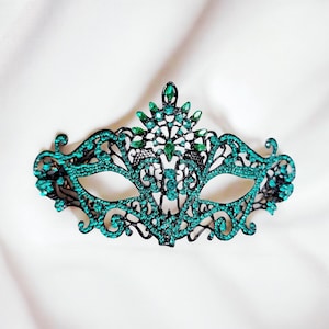 Emerald Rhinestone Masquerade Mask: Venetian Party Mask