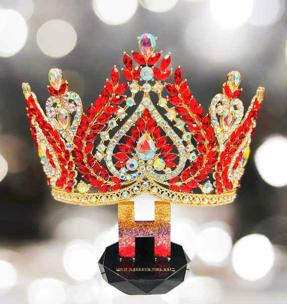 Queen of Spades, Red Crystal Crown, Gold Comb Crown, Pageant Crown, XL Size Amazon.com: Feltent Red Queen Crown for Women Crystal Tiara  main image 3