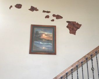 Extra-Large Hawaiian Island Chain Hand Carved Koa Wood Wall Art | Fits a 6 Foot to 10 Foot Wall Space | Free Shipping in USA