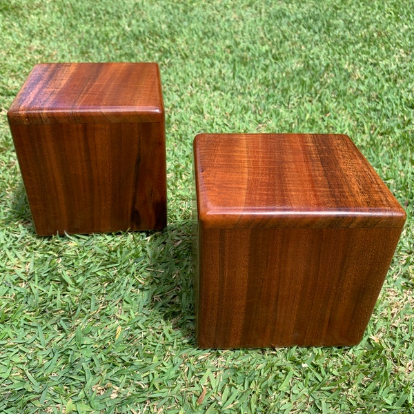 Medium Curly Hawaiian Koa Wood Cremation Urn Box | Fine Quality Handmade | Urn For Cremation Ashes of Infant or Pet | 5"L x 5.5"W x 5"H