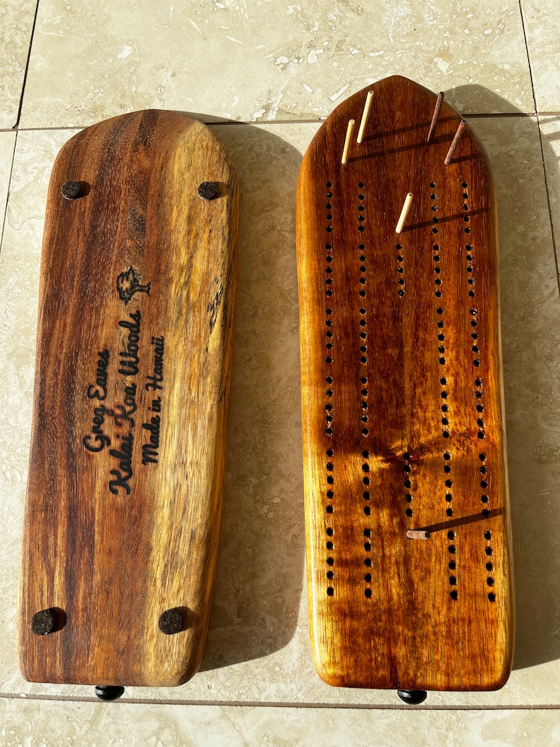 Hawaiian Koa Tanker Surfboard Cribbage Board 12 Inches Etsy