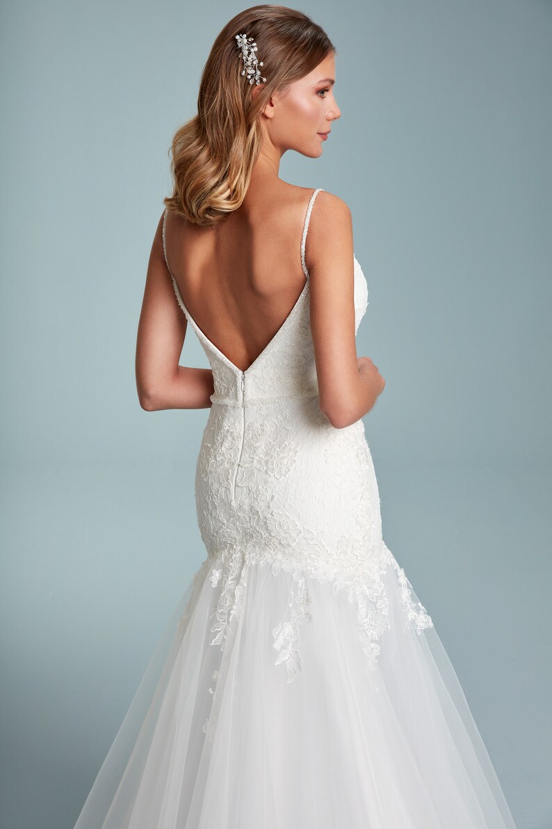 Mermaid Wedding Dress With Detachable Bridal Cape Veil Tulle Etsy