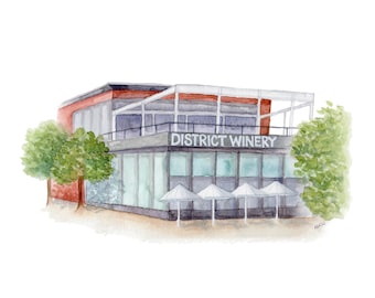 District Winery Watercolor Print | DC Winery Watercolor