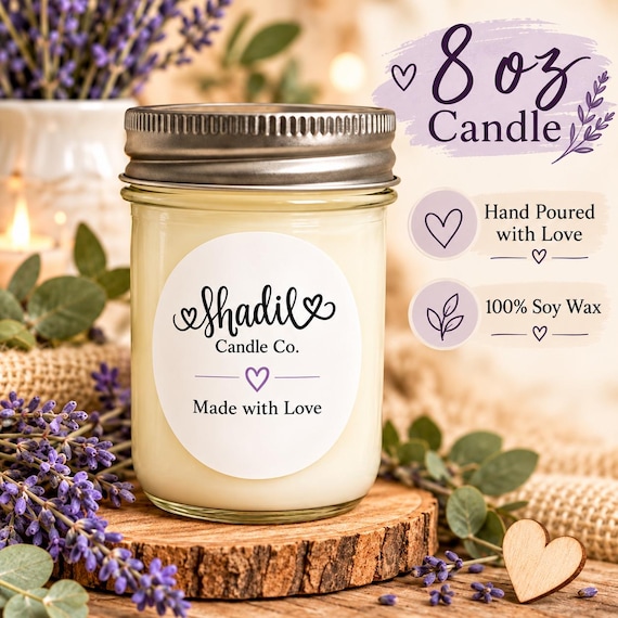 8oz Hand Poured Soy Candle – Slow Burning, Made with Love