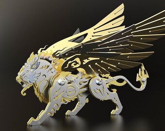 Steel Griffin 3D Metal Puzzle: DIY Model Kit, Home Decor