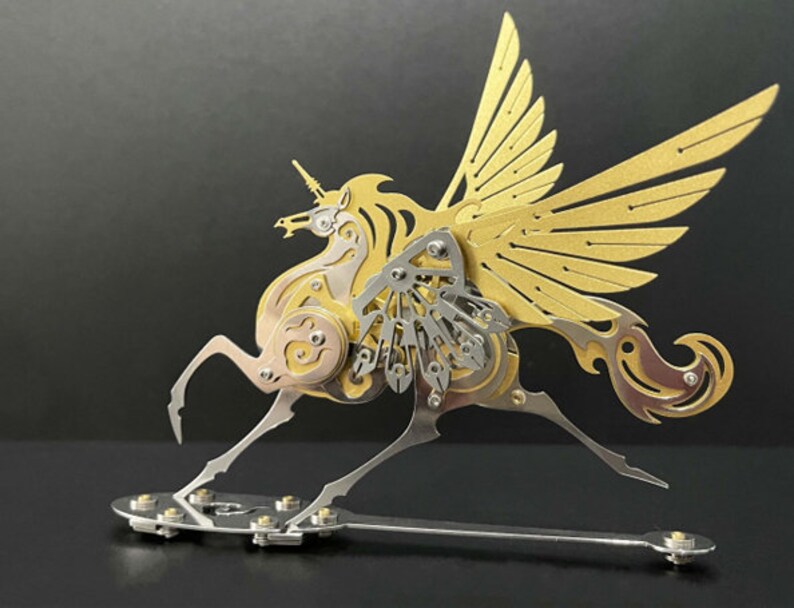 Blue Steel Unicorn 3D Metal Puzzle: DIY Model Kit image 8