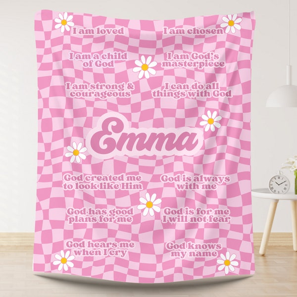 Personalized Christian Affirmation Blanket for Girls, Blanket for Teen Girls, Christian Affirmation Blanket for Kids, Girls Name Blanket
