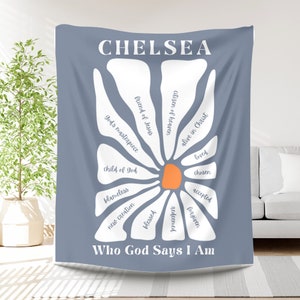 Personalized Who God Says I Am Blanket Custom Christian Affirmation Throw Women Inspirational Blanket Moms Scripture Bible Blanket Gift