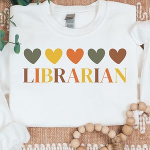 Herz Bibliothekar Sweatshirt, Herbst Sweatshirt für Bibliothekar, Geschenk für Bibliothekar, Schul Bibliothekar Sweatshirt, Bibliothekar Sweatshirt