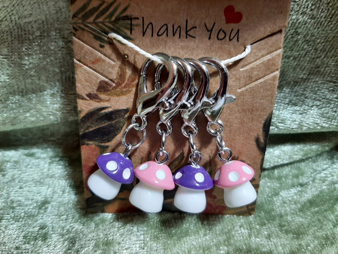 Stitch Markers Mushroom Stitch Markers Pink and Purple Etsy