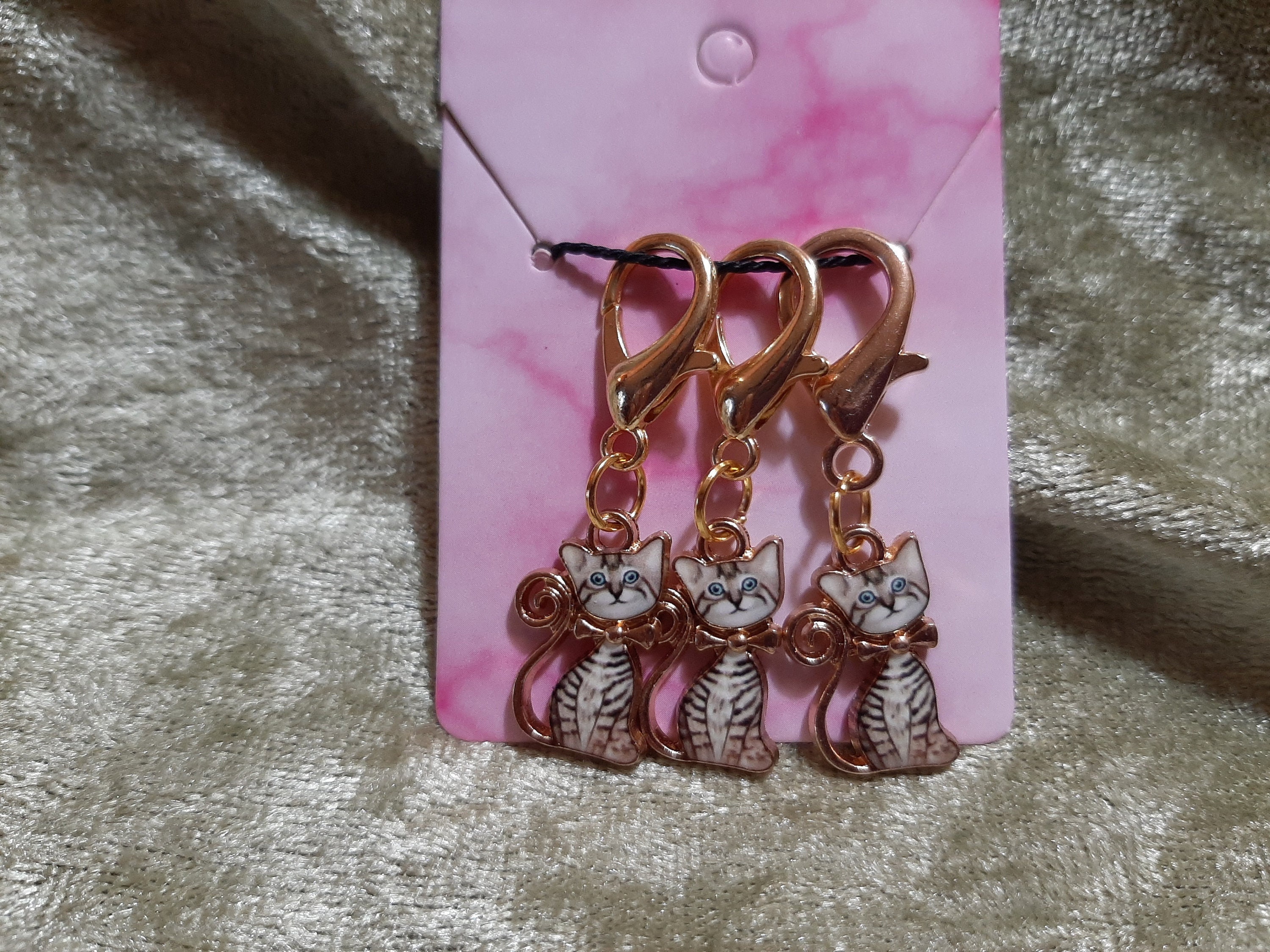 Stitch Markers Kitty Gray Tabby Cat Stitch Markers Progress Etsy