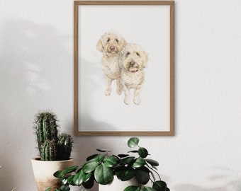 Handmålat husdjursporträtt | Illustrerad husdjursteckning | Akvarell husdjursporträtt | Gåva med husdjursporträtt | Hundporträtt |
