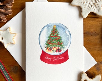A6 クリスマス カード、スノードーム、手作りのグリーティング カード、手作りのクリスマス カード、クリスマス カード パック、クリスマス スノードーム、クリスマス ツリー。
