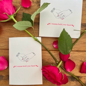 Biglietto di San Valentino A6/biglietto di anniversario/voglio tenerti la mano/biglietto d'auguri minimale/pittura ad acquerello/biglietto d'auguri romantico/