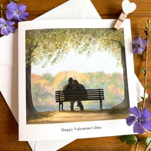 Cartão de felicitações personalizado | Cartão de dia dos namorados | Presente de dia dos namorados | Cartão romântico | Casal no banco