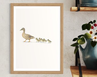 A5 Duck painting | Mallard watercolour | Country home decor | cottagecore style | minimalist design |