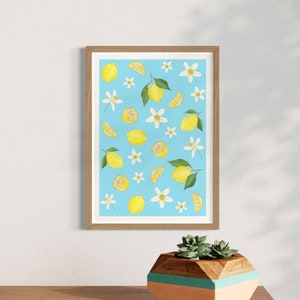 Zitrone Aquarell | Zitrone Kunstdruck | Florales Wanddekor | Bunte Kunst | Lebendige Wandkunst | Zitrone Dekor |
