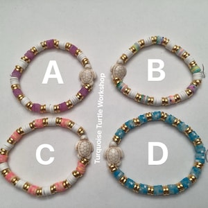 Clay Bead Turtle Bracelet Size Large Elastic