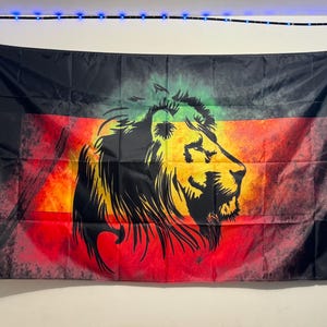Lion of Judah Flag | Rasta Decor | Rastafarian Home Art