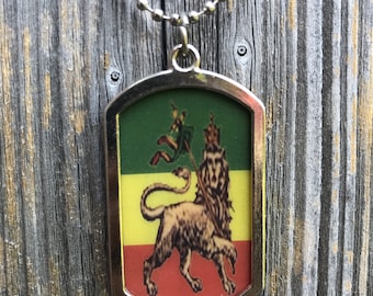 Handmade Ethiopian Lion of Judah Necklace: Rasta Jewelry