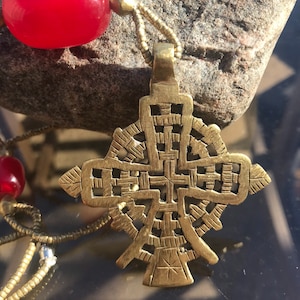 Handmade Ethiopian Orthodox Cross Pendant: Ethnic Christian Jewelry
