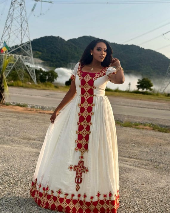 fashion nova leather dresses Gorgeous Blue Habesha Dress Modern Ethiopian Traditional Dress Elegant Habesha Kemis S main image 0