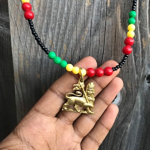 Ethiopian - Rasta Pendant Necklace - Jamaica Fashion - African Handmade Jewelry - / lion of Judah/