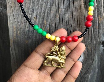 Ethiopian - Rasta Pendant Necklace - Jamaica Fashion - African Handmade Jewelry - / lion of Judah/