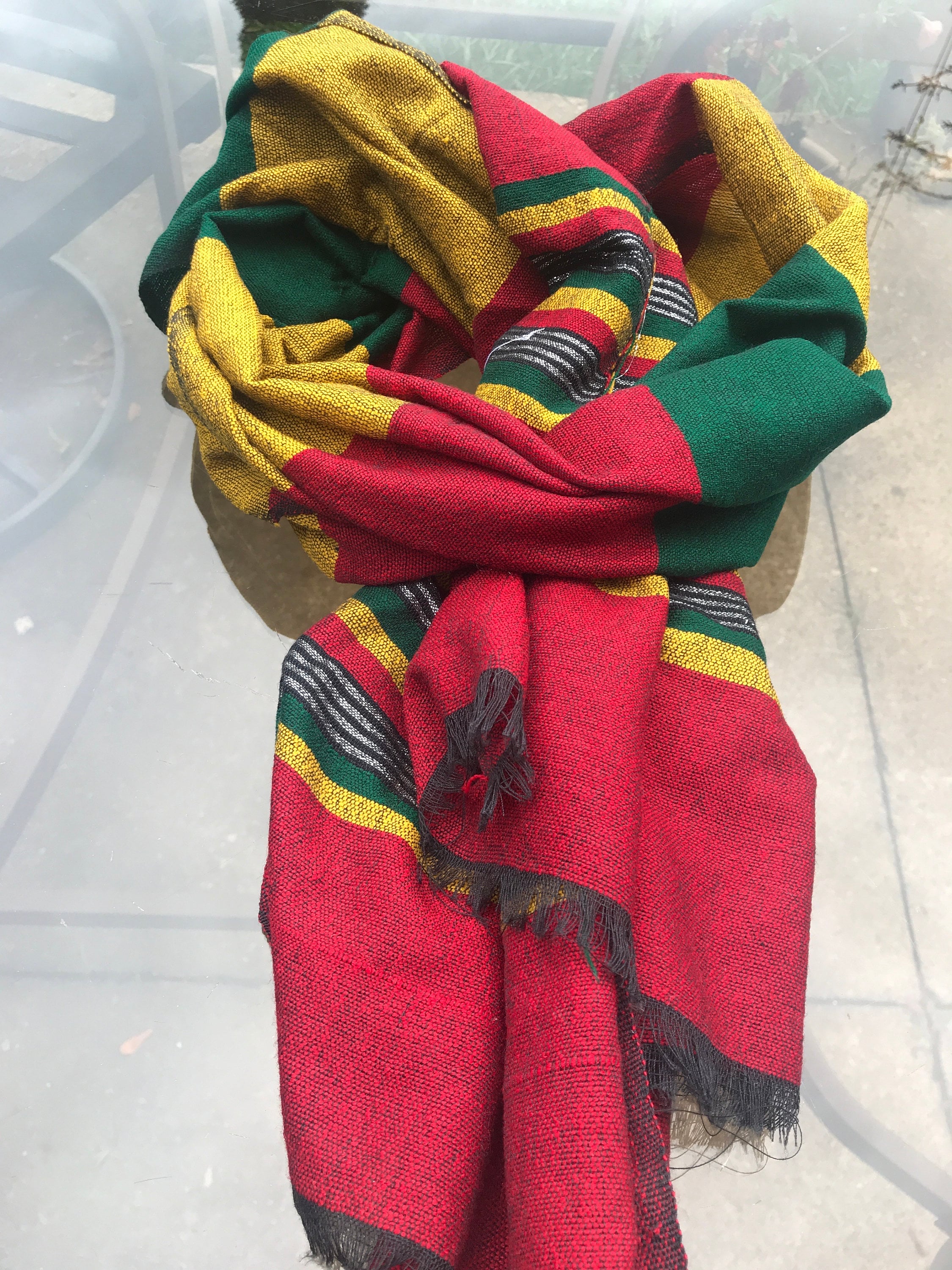 Ethiopian/ Rasta Green Yellow Red Stripe Handmade Cotton Scarf - Etsy