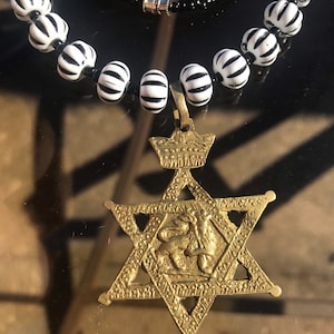 Lion of Judah Star of David Pendant: Rasta Jamaica Necklace