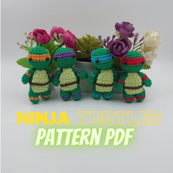 Amigurumi Pattern, Crochet Pattern, Turtle Set Pattern, Ninja Pattern, Cute Turtle Toy, Amigurumi Toy, Amigurumi Plushie, Amigurumi Pattern