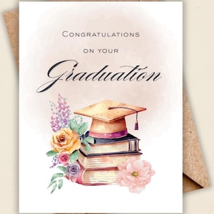 Herzlichen Glückwunsch zu Ihrem Abschluss Blumenbuch Karte für Familie und Freunde - digitale und druckbare Instant Download Karten und Postkarte