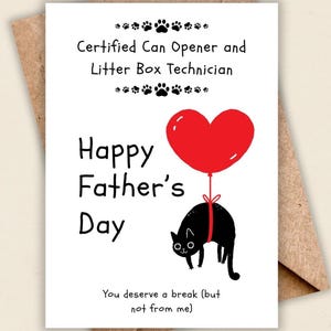 Technicien certifié de bac à litière Carte de voeux fête des pères chat drôle pour papa - Cartes numériques et imprimables à téléchargement immédiat / Carte postale