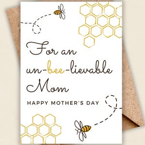 Für eine un-bee-lievable Mama, glücklicher Muttertag lustige und niedliche Bienen-Gruß-Karte - digitale und druckbare sofortige Download-Karten/Postkarte