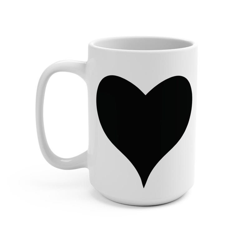 Big Fat Heart Coffee Mug, Choice of Red, Pink, or Black, 11 or 15oz, A Must-Have for Your Coffee Ritual image 6