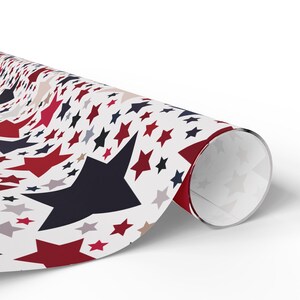 Americana Stars Wrapping Paper, Patriotic Gift Wrap, Folksy Red White & Blue, Holiday or Everyday Wrap, 3 Sizes, 2 Finishes image 10