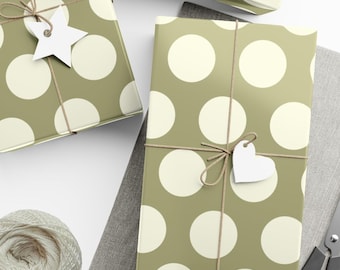 Polka Dots Wrapping Paper Rolls, Large Dots on 20 Background Colors, 3 Sizes, 2 Finishes, Eco-Friendly Inks, Made in USA