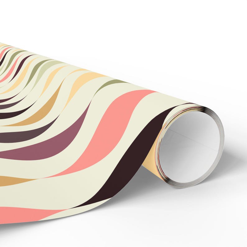 Papel de regalo retro, papel de regalo moderno de mediados de siglo, serpentinas de diamantes, decoración de restaurante de los años 50, 14 colores, acabado mate o brillante, 3 tamaños de rollo imagen 6