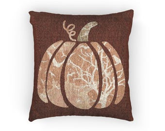 Woven Spooky Pumpkin Pillow, Halloween Throw Pillow, Gothic Fall Decor, Haunted Forest Pumpkin, Autumn Accent Pillow, Halloween Home Decor
