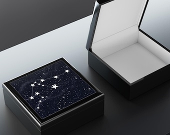 Zodiac Constellation Jewelry Box, Ceramic Tile Star Sign Keepsake