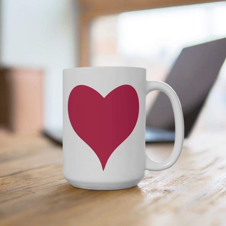 Big Fat Heart Coffee Mug, Choice of Red, Pink, or Black, 11 or 15oz, A Must-Have for Your Coffee Ritual image 5