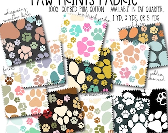 Mönstertyg med tassavtryck, 100 % pimabomull, tyg för husdjursälskare