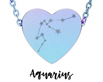 Graverat stjärnteckens hjärtahalsband, astrologismycken
