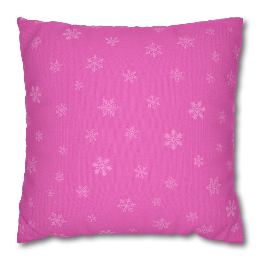 Square Bubblegum Pink Pillow CASE ONLY Snowflake Pattern Etsy