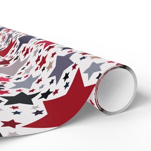 Americana Stars Wrapping Paper, Patriotic Gift Wrap, Folksy Red White & Blue, Holiday or Everyday Wrap, 3 Sizes, 2 Finishes image 8