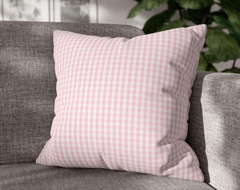 Ballet Pink Faux Suede Gingham Throw Pillow Cover Farmhouse Country Home Decor Choose 14"-20" square