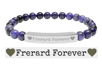 Graverat "Frerard Forever" pärlarmband, natursten, rostfritt stål