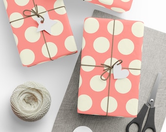 Polka Dot Wrapping Paper, Boho Melon Gift Wrap, Retro Modern Dot Pattern, Fun Party Wrapping, Matte or Glossy, 3 Roll Sizes